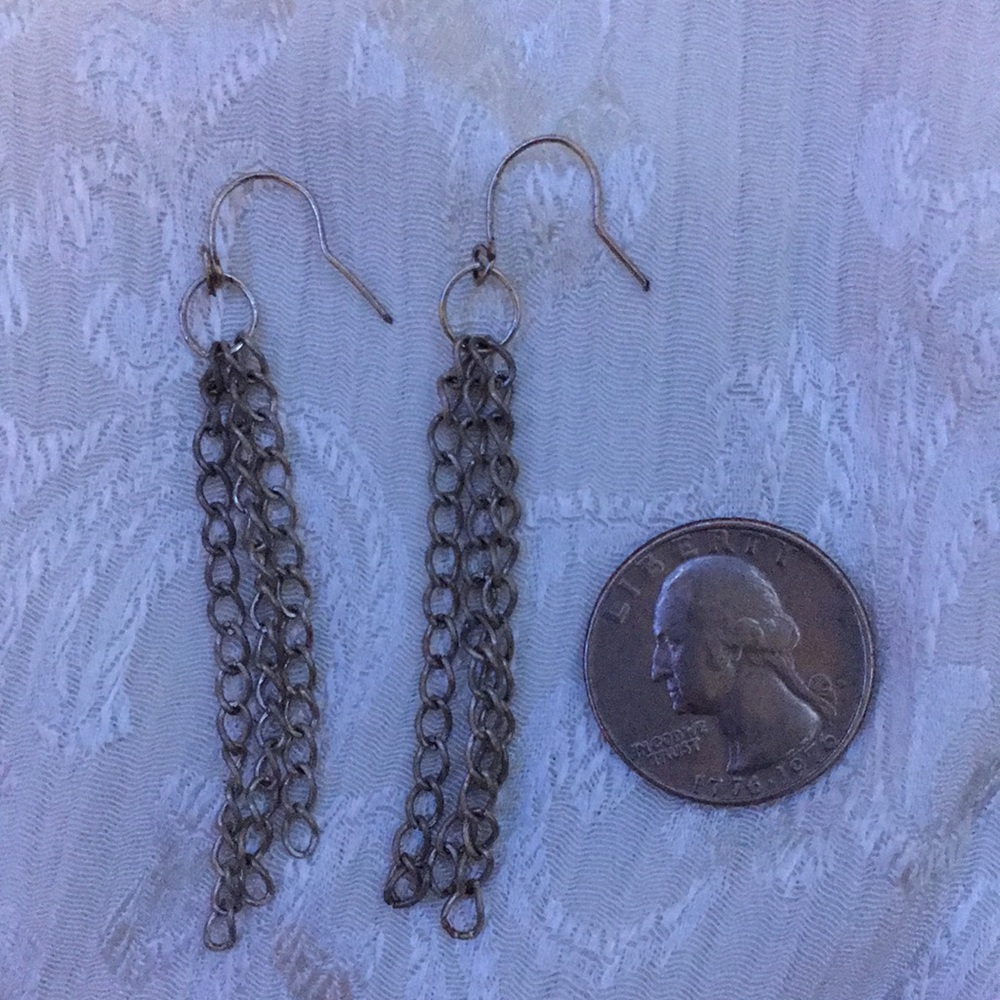 Silver chain drop earrings